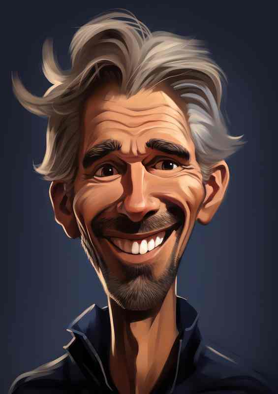 Caricature of Damon Hill F1 driver | Metal Poster