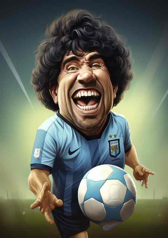 Caricature of Diego Maradona | Metal Poster