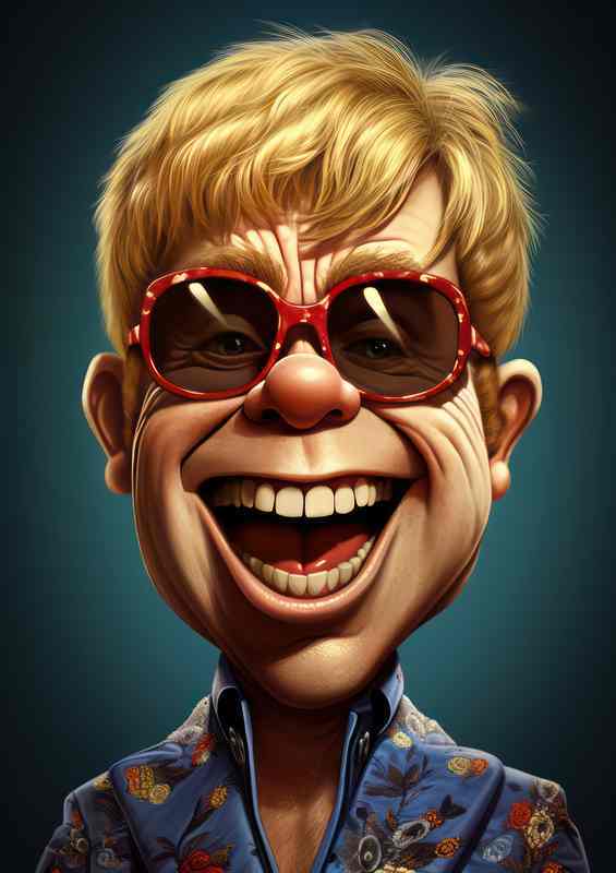 Caricature of Elton John | Metal Poster