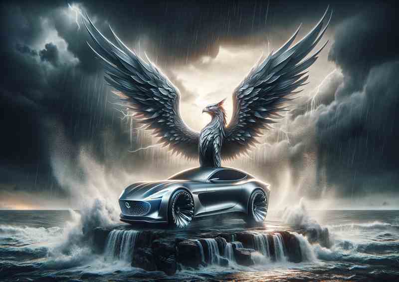 Mystical Griffin Car | Metal Poster