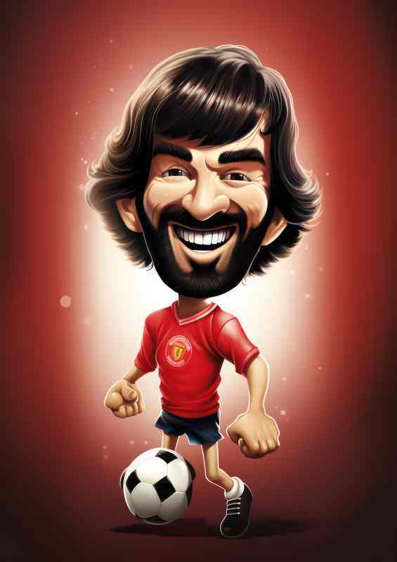 Caricature of George best on the ball | Metal Poster