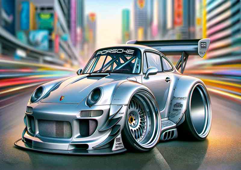 Porsche Exaggera-Race MG Metal Poster