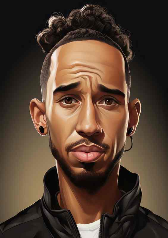 Caricature of Lewis Hamilton | Metal Poster