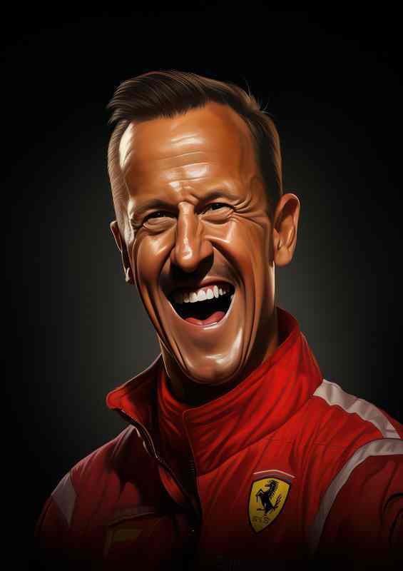 Caricature of Michael Schumacher racing driver | Metal Poster