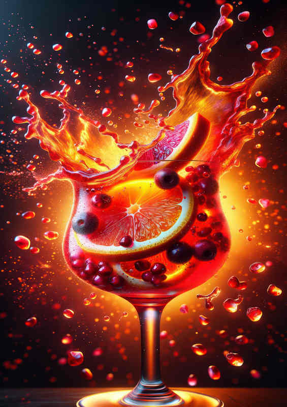 Fiery Tequila Sunrise Citrus Meets Pomegranate Burst | Metal Poster