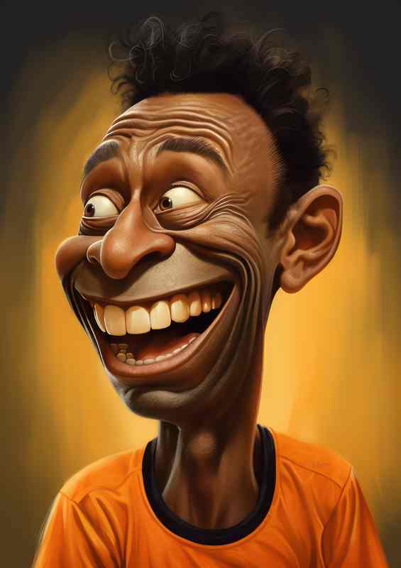 Caricature of Pele the footballer | Metal Poster
