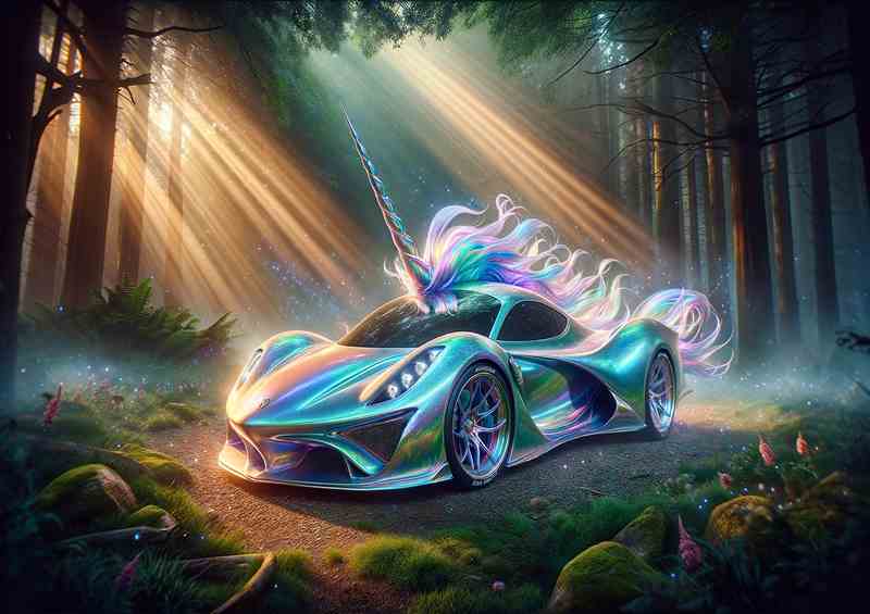 Unicorn Iridescent Sports Car | Metal Poster (45-70 characters)