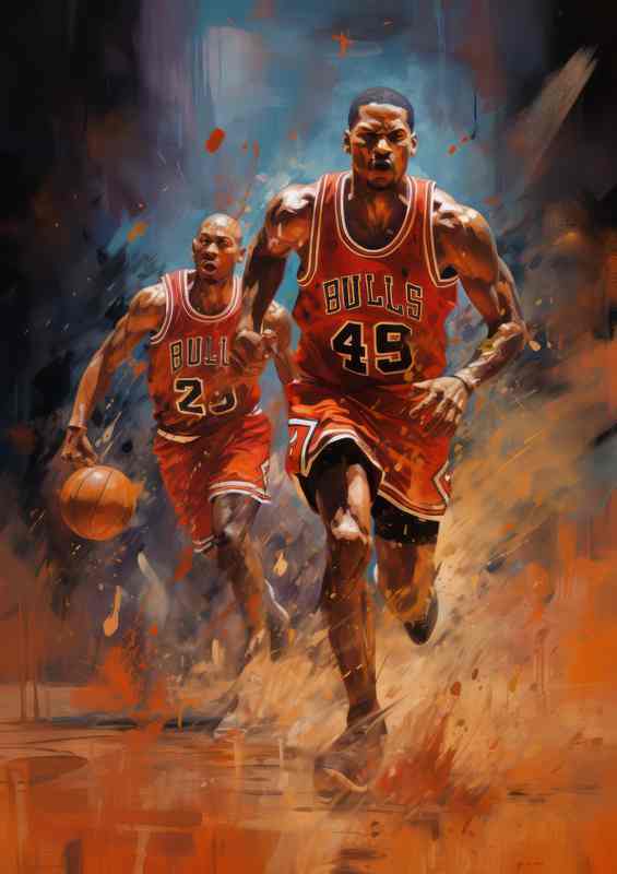 Chicago bulls player in motion basketball | Metal Poster