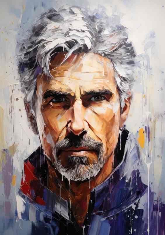 Damon Hill Formula one racing driver painted style art | Metal Poster