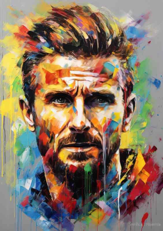 David Beckham Footballer in the style of splash art | Metal Poster