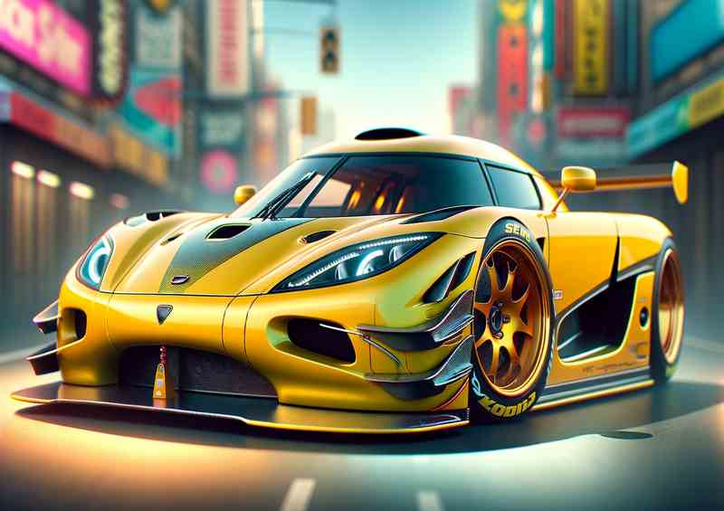 Koenigsegg Street Racer | Exaggerated Features | Metal Poster