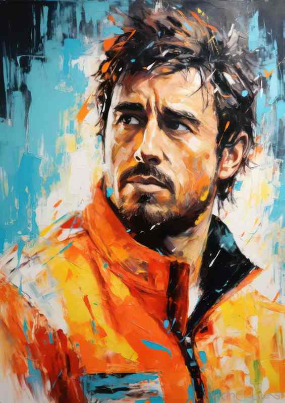 Fernando Alonso Formula one racing driver portrait | Metal Poster