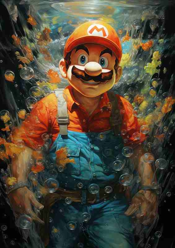 Mario painted style nice effect | Metal Poster