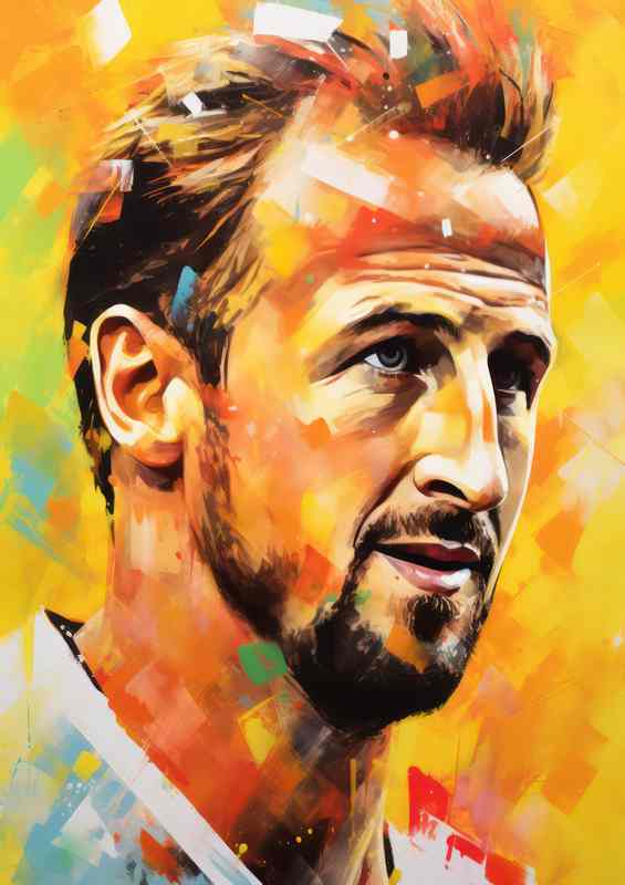Harry Kane Footballer in the style of painted art | Metal Poster