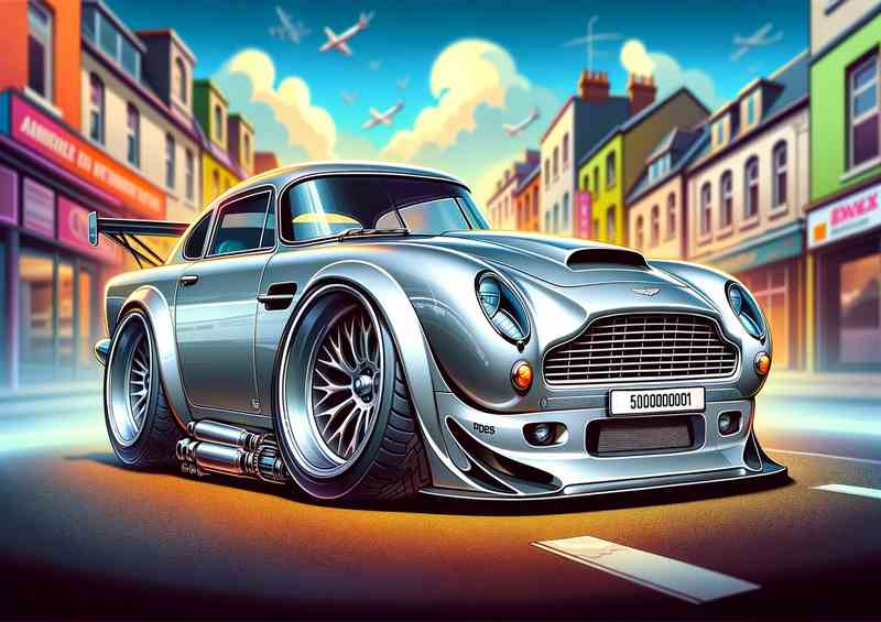 Aston DB5 Racing Car - Xtreme Features Metal Poster
