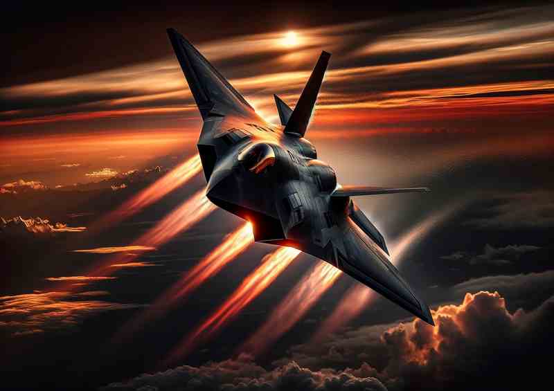 Dusk Stealth Fighter Jet Metal Poster