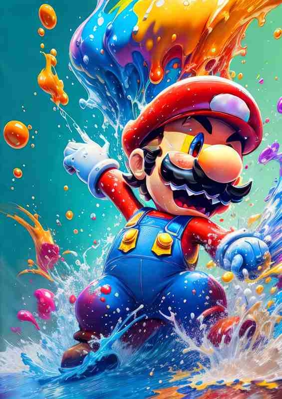 Mario splash art amazing colours | Metal Poster