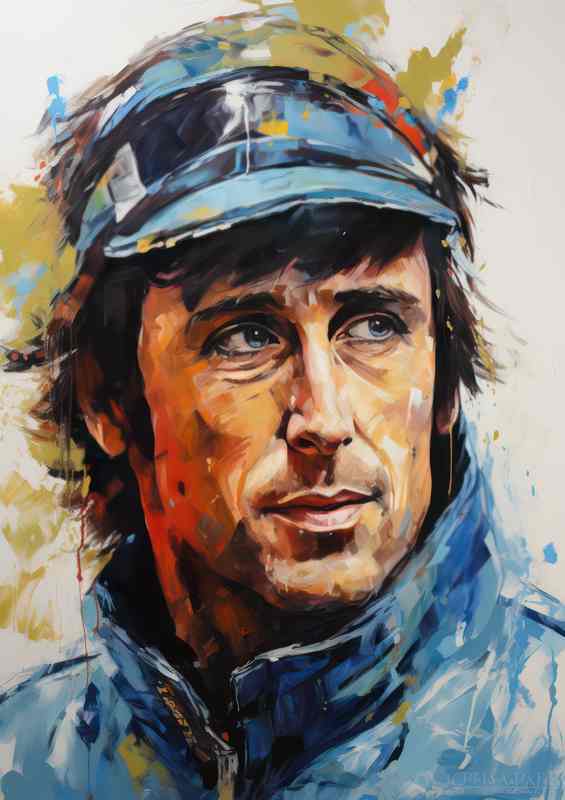 Jackie Stewart Formula one racing driver portrait | Metal Poster
