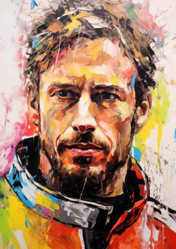 Jenson Button Formula one racing driver portrait | Metal Poster