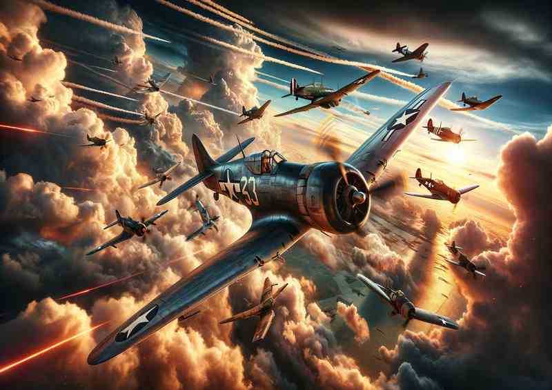 Stunning WWII Fighter Planes in Dynamic Skies | Metal Poster