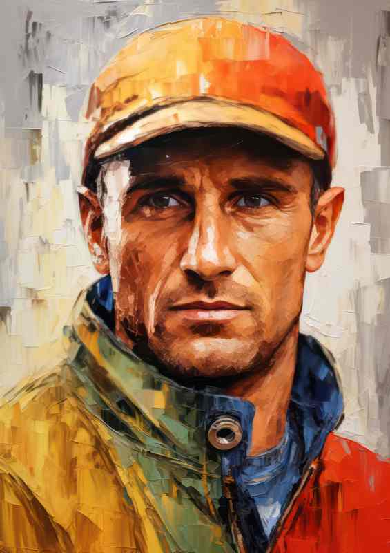 Juan Manuel Fangio Formula one racing driver portrait | Metal Poster