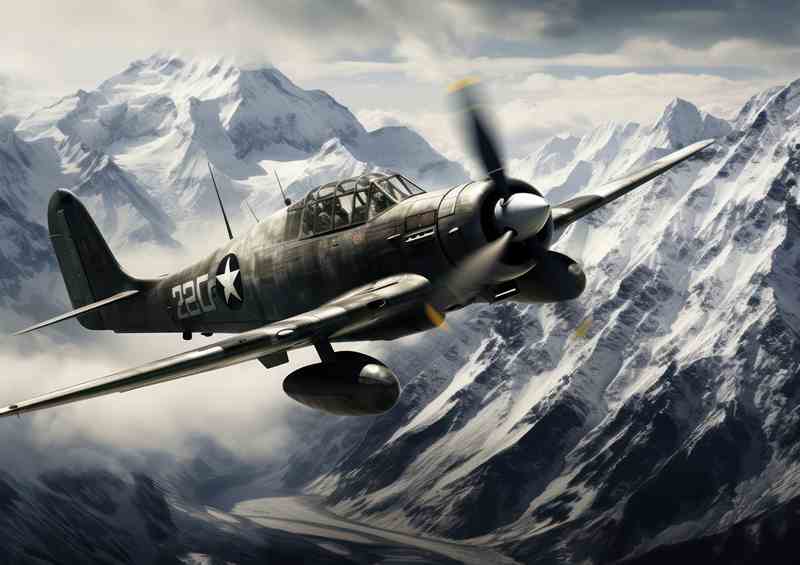 Famous French Aircraft in Mountains | Metal Poster