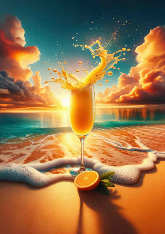 Mimosa Magic Champagne Fusion at Beach Sunrise | Metal Poster