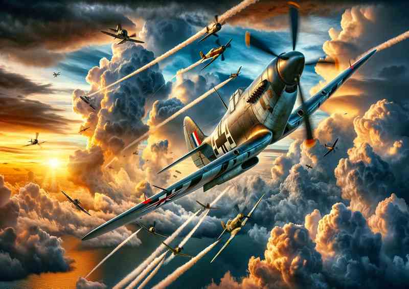 WWII Fighter Planes in Dynamic Skies | Metal Poster