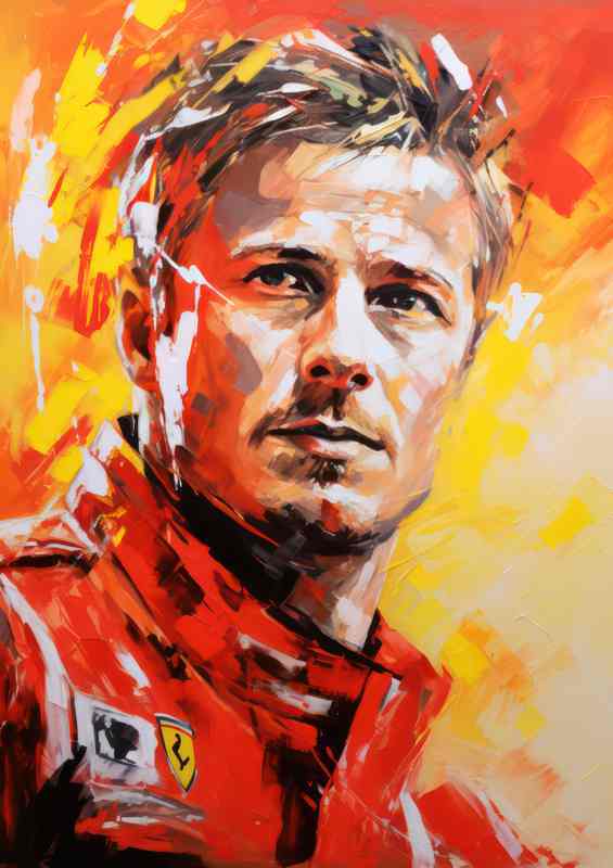 Kimi Rikknen Formula one racing driver portrait | Metal Poster