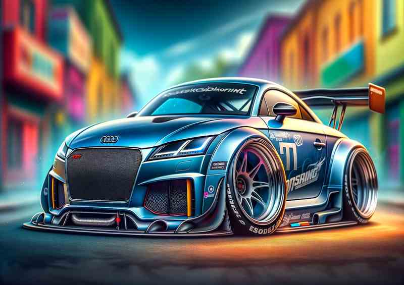 Audi TT Exaggerated Racing Car Metal Poster