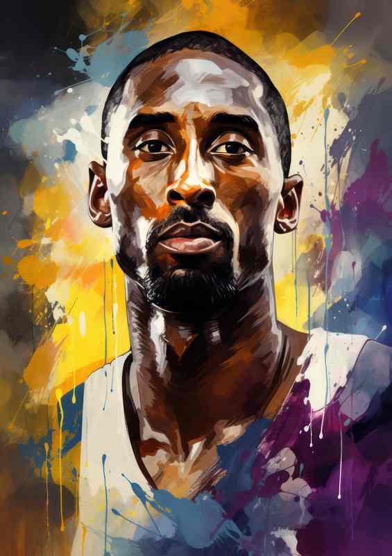 Kobe Lakers Splash Art Metal Poster