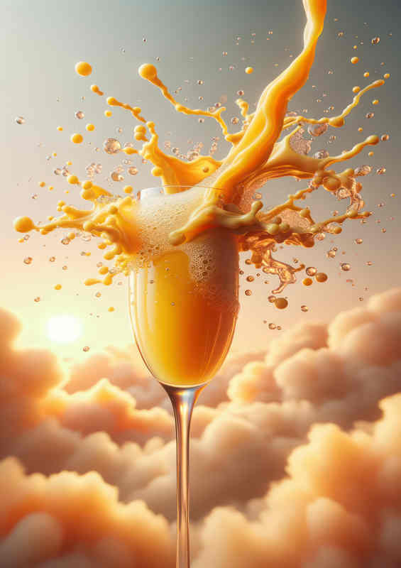 Mimosa Morning Champagnes Bubbly Interaction with Juice | Metal Poster