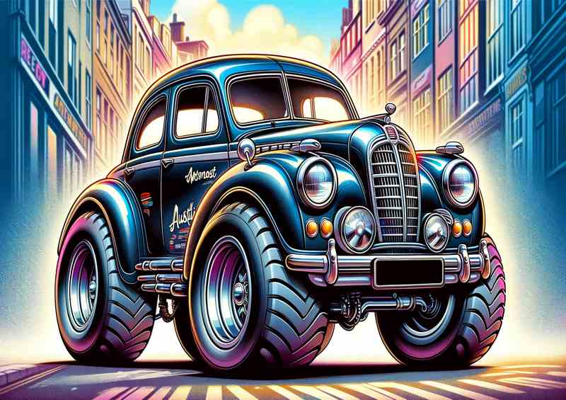 Austin Westminster A90 The car is design cartoon style | Metal Poster