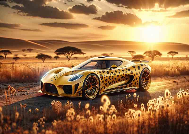 Cheetah Spirit Yellow Sports Car | Metal Poster