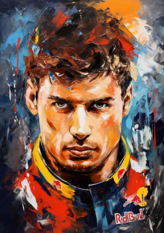 Max Verstappen Formula one racing driver portrait | Metal Poster