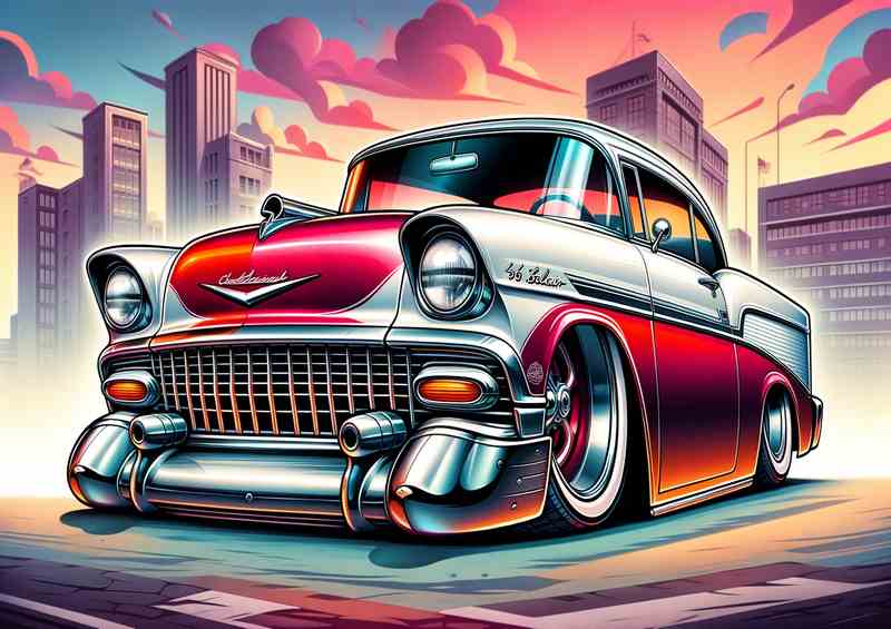 Chevy Belair with extremely exaggerated features | Metal Poster