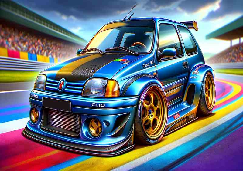 Clio Williams Maxi with extremely exaggerated features | Metal Poster