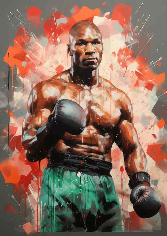 Mike Tyson wearing boxing gloves painted style art | Metal Poster