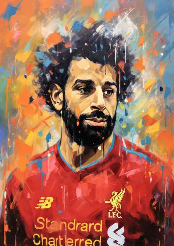 Mo Salah Footballer splash art style | Metal Poster
