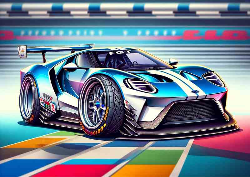 Ford GT Blue/White - Metal Poster