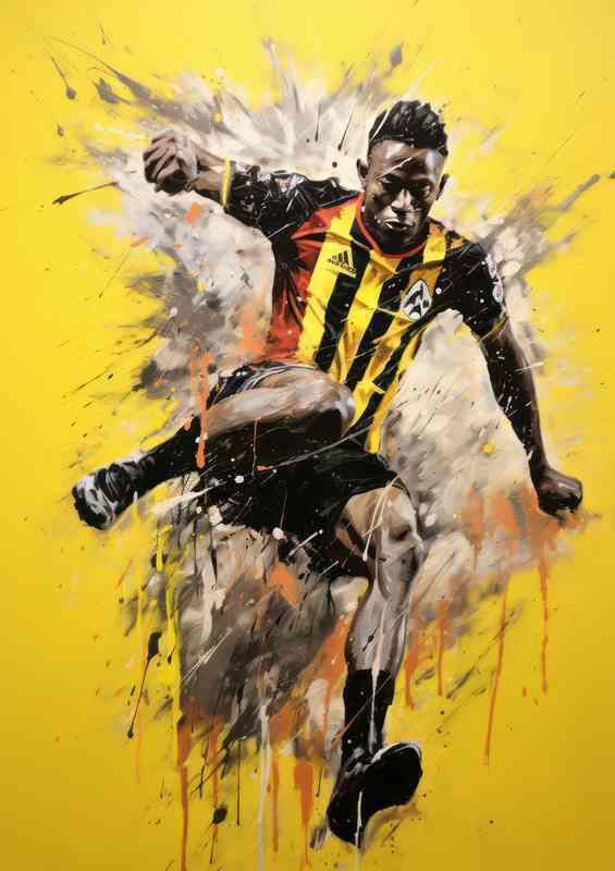 Pele Footballer in a splash art style art | Metal Poster