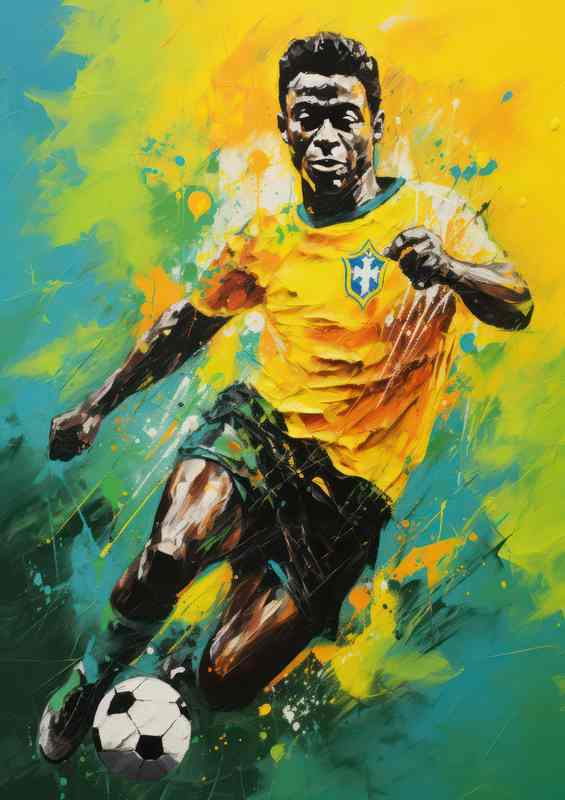 Pele Footballer in the style of art | Metal Poster