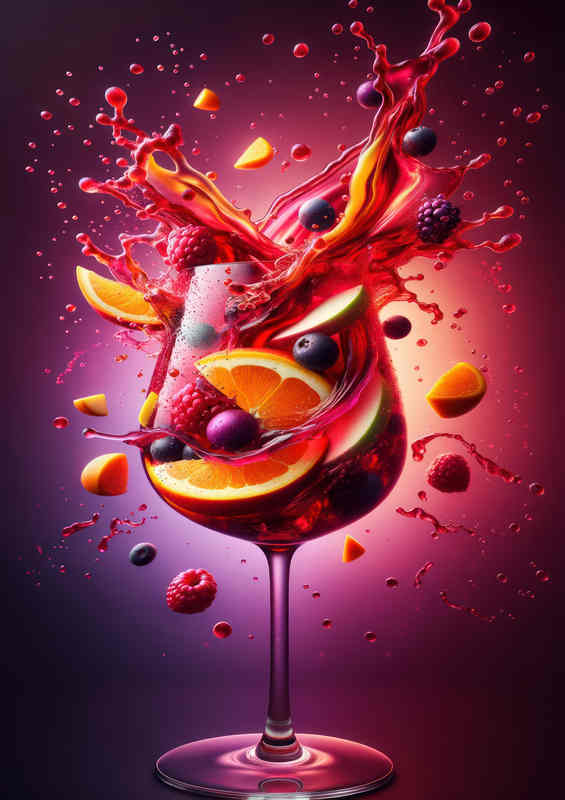Sangria Splendor Fruit Medleys Dynamic Splash | Metal Poster