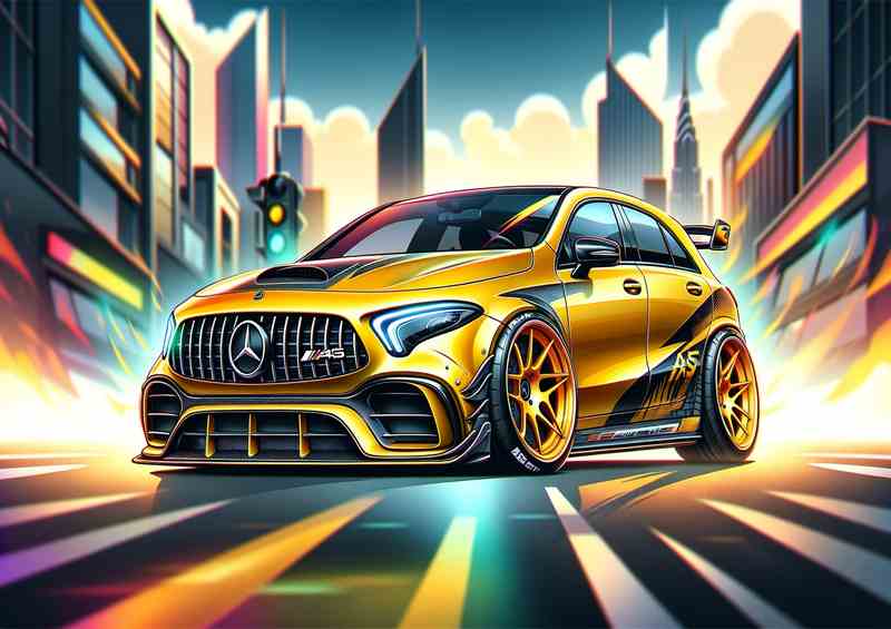 Mercedes A45 S AMG Exag-Yellow Metal Poster