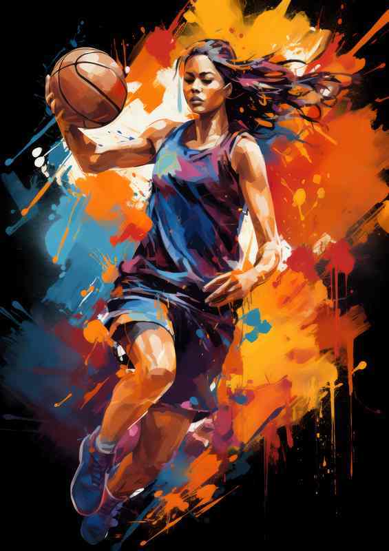 The Lady art of basketball on the wall | Metal Poster