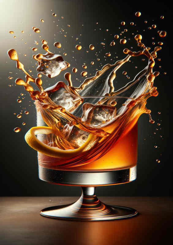 Whiskey Sour Elegance Dynamic Splash Captures Essenc | Metal Poster