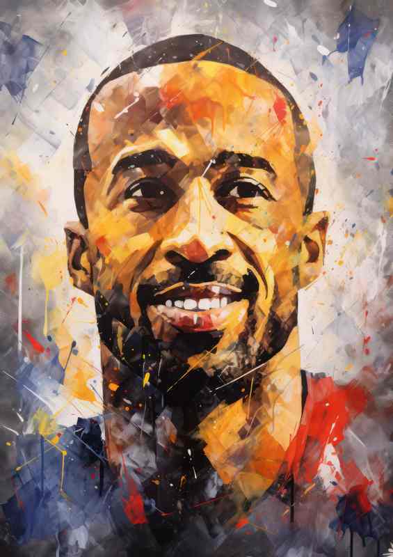 Thierry Henry Footballer in the style of splash art | Metal Poster