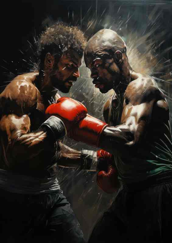 Two Boxers fightin In the ring | Metal Poster