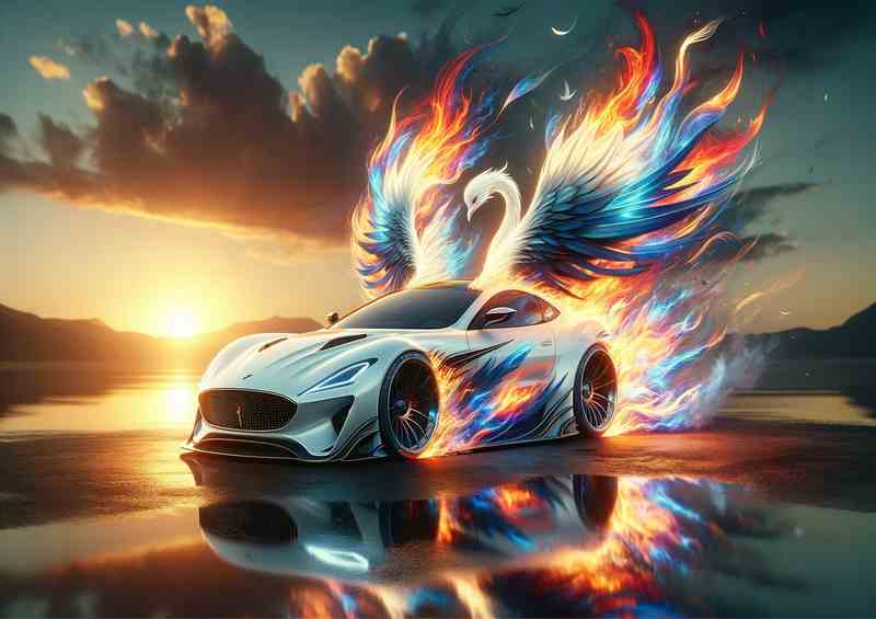 Phoenix Flare White Performance Car | Metal Poster