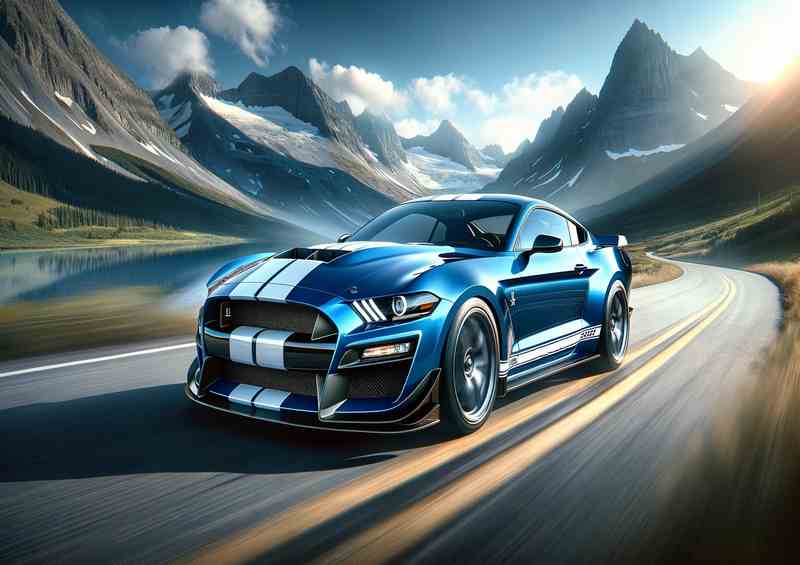 Sleek Shelby Car Elegance, Dynamic Blue Metal Poster